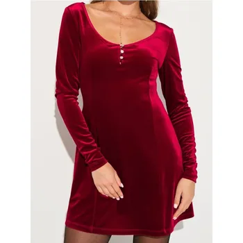 Dámské šaty Sinsay - Mini šaty s dlouhými rukávy - červená - 952EY-33X - 952EY-33X-XS