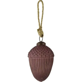 Vánoční ozdoba Ego dekor Vánoční skleněná ozdoba žalud - bordo s patinou
