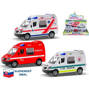 autíčko Mikro Auto záchranářské 12cm 1:32 na setrvačník slovenský design, 3 druhy