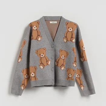 Dívčí svetr Reserved - Kardigan s medvídky s viskózou - vícebarevná - 816FH-MLC - 816FH-MLC-158