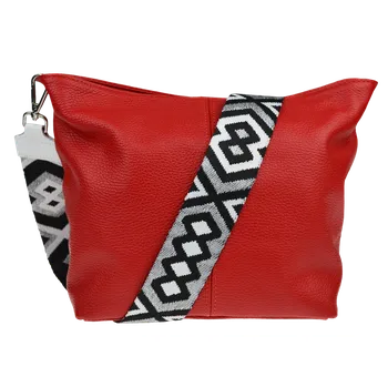 NovaKabelka.cz Kožená italská crossbody kabelka Prisca Rossa Chiaro s přídavným popruhem VII