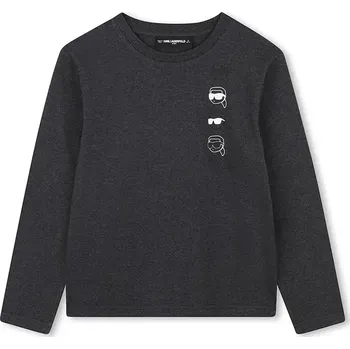 Dětské bavlněné tričko s dlouhým rukávem Karl Lagerfeld šedá barva, s potiskem, Z30951 Z30951.114.150 90X, vel. 126