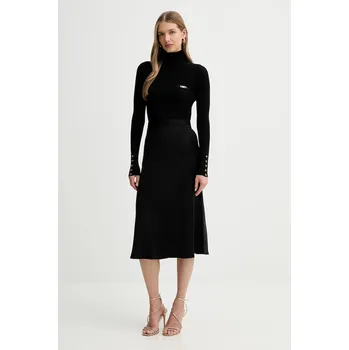 Dámské šaty Šaty s příměsí hedvábí Elisabetta Franchi černá barva, midi, AM06B56E2 99X, vel. 36