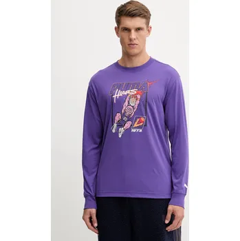 Pánské tričko Tričko s dlouhým rukávem Puma 632903 fialová 48X, vel. S