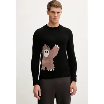 Pánský svetr Svetr z vlněné směsi EA7 Emporio Armani pánský, černá barva, AF17652.7M001128 99X, vel. M