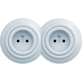 Elektrická zásuvka Kliklap - Dvojitá retro zásuvka s rámečkem 230V modrá