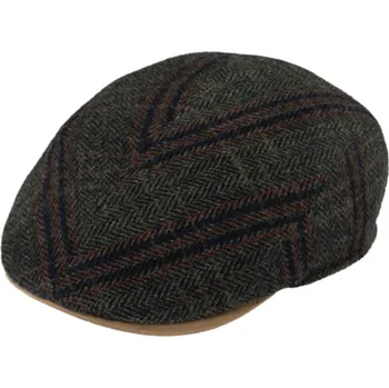 Čepice Fiebig - Headwear since 1903 Pánská olivová vlněná bekovka rybí kost - Fiebig - Harris Tweed Velikost: 61 cm (XL)