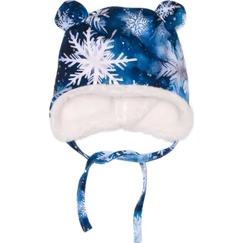 Čepice Čepička s oušky zimní - Sněhové vločky Velikost: XXS