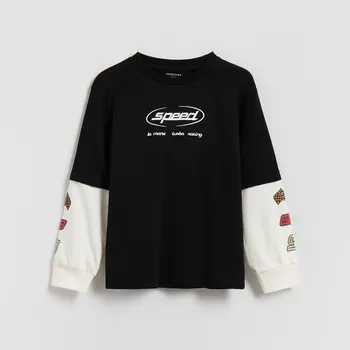 Chlapecká mikina Reserved - Bavlněné tričko s dlouhými rukávy - černý - 586FJ-99X - 586FJ-99X-146