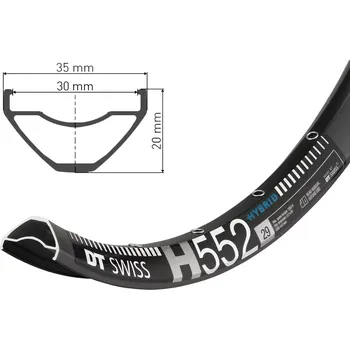 Ráfek na kolo DT Swiss 29" MTB ráfek DT Swiss H 552, 622x30 počet děr 28