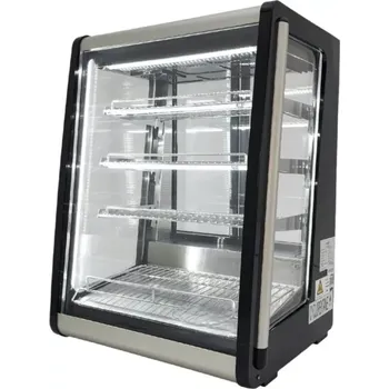 vasegastro Stolní chladicí vitrína 150 l – stříbrná | LED osvětlení, rovné sklo, 4 police