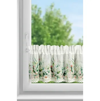 Kuchyňská zástěra Kuchyňská záclonka ESTERA zdobená květinovým potiskem a krajkou 150 x 60 cm