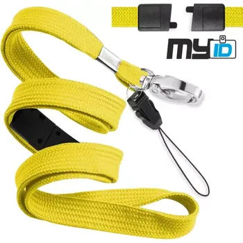 Šňůrka na krk rozpojovací s karabinou a poutkem, 1ks, žlutá
