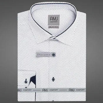 Pánská košile AMJ bavlněná, bílá čárkovaná VDSBR1463, dlouhý rukáv, slim fit, vel. 45
