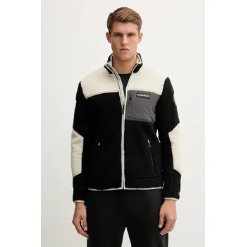 Pánská mikina Fleecová mikina Napapijri Yupik 3 pánská, černá barva, vzorovaná, NP0A4GNTMCB1 99X, vel. L