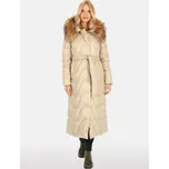 Světle béžový dámský péřový prošívaný kabát BLH 241005 FXR - beige Velikost: XL