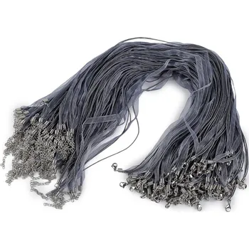 Víceřadá šňůrka s karabinkou z nerezové oceli délka 43 cm