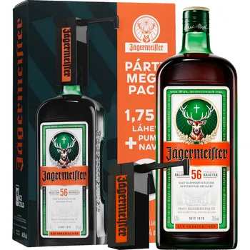 Likér Jägermeister 1,75l + pumpa 35% (dárkové balení kazeta)