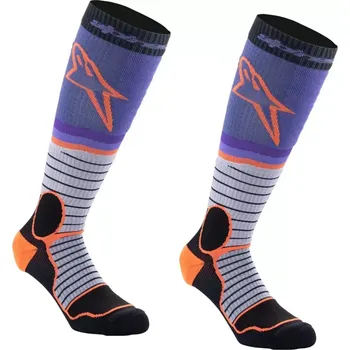 Pánské ponožky Dlouhé ponožky/podkolenky ALPINESTARS MX PRO barva oranžová/šedá/fialová (vhodné do off-road botů )