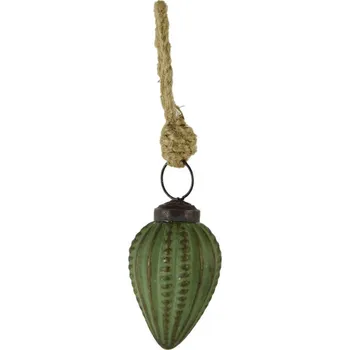 Vánoční ozdoba Ego dekor Vánoční skleněná ozdoba šiška malá - zelená s patinou