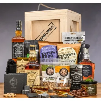Dárkový potravinový koš Manboxeo - Bedna s Jack Daniel´s