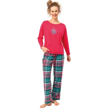 Dámské noční prádlo Dámské pyžamo KEY 420 malinová FLANEL S 0