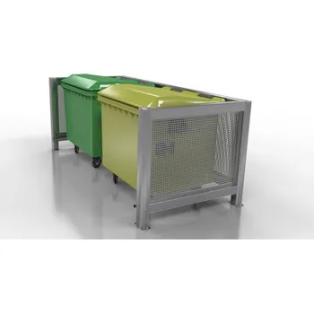 Popelnice HTI Přístřešek pro odpadové kontejnery Duo II Typ ukotvení: klasické (šrouby), Barva konstrukce: černá komaxit (RAL 9005), Typ přístřešku: 2 kontejnery