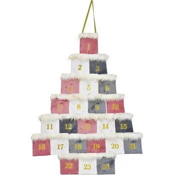 Vánoce WURM Adventní kalendář, textil - růžová, 55x77cm 592297