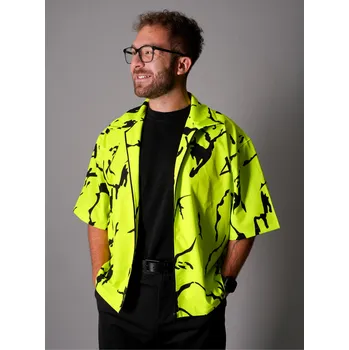 Pánská košile Pánská košile premium ALTISPORT VOJ/ALM052KOS01 NEON GREEN XXL