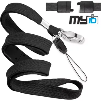 Šňůrka na krk rozpojovací s karabinou a poutkem, 1ks, černá
