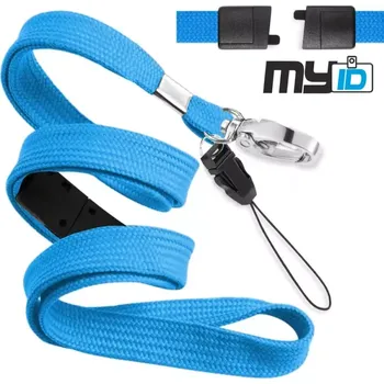 Šňůrka na krk rozpojovací s karabinou a poutkem, 1ks, sv. modrá