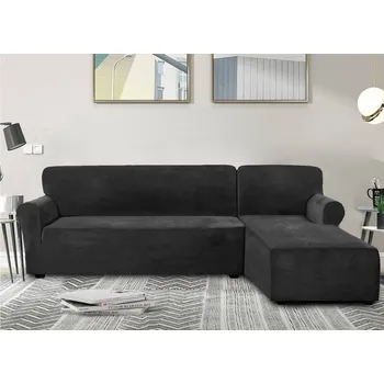 Napínací potah BestBerg Elastický plyšový potah na trojmístnou rohovou pohovku pravý