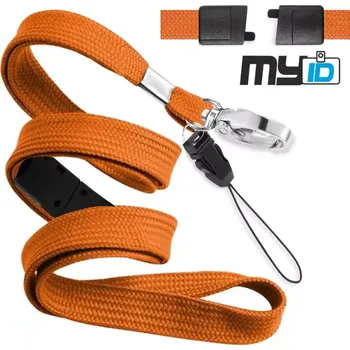 Šňůrka na krk rozpojovací s karabinou a poutkem, 1ks, oranžová