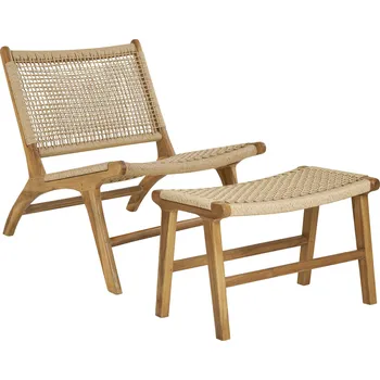 Křeslo House Nordic Křeslo s podnožkou s výpletem, přírodní, Derby