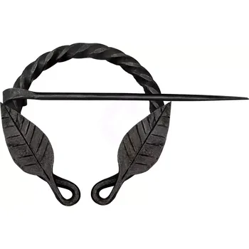 Karnevalový kostým House of Warfare Ručně kovaná kruhová spona (fibula) s lístky, vikingský styl