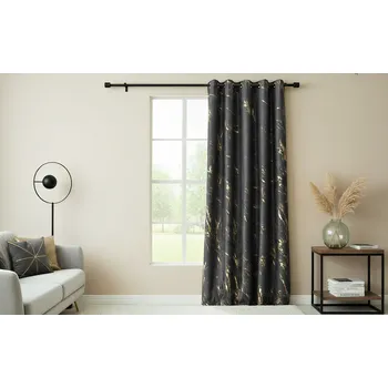 Dekorační vzorovaný závěs s kroužky MARMA 005 šedá/zlatá 140x250 cm (cena za 1 kus) MyBestHome