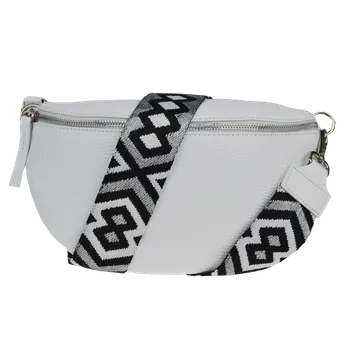 NovaKabelka.cz Kožená italská crossbody kabelka Reni Grande Bianca s přídavným popruhem VIII