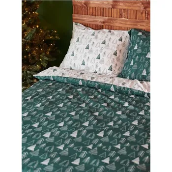 Povlečení Sinsay - Sada bavlněného povlečení se vzorem vánočních stromečků - zelená - 548EA-77X - 548EA-77X-ONE