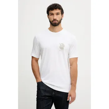 Bavlněné tričko BOSS Orange Te_structure 50554610 béžová 01X, vel. XL