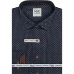 Pánská košile AMJ bavlněná, tmavě modrá s květy VDBR1479, dlouhý rukáv, regular fit, vel. 53/54