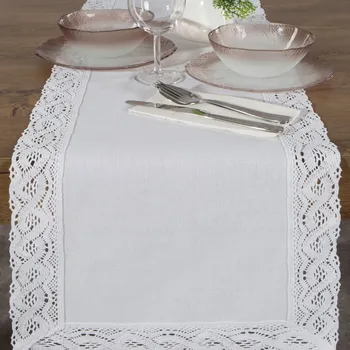 ubrus Bílý běhoun na stůl s krajkou SUSAN Rozměr běhounu (šířka x délka): 35x180cm