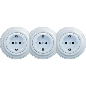 Elektrická zásuvka Kliklap - Trojitá retro zásuvka domovní s rámečkem SCHUKO 230V modrá