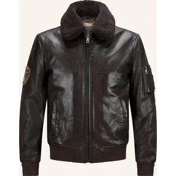 Milestone Pánská Kožená Bunda Mstom, tmavě hnědá, 54