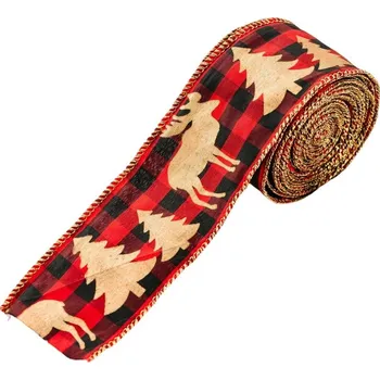 Vánoční dekorace Vánoční stuha REINDEER 5 cm x 5 m, červená