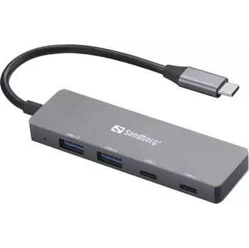 Notebook Sandberg USB-C HUB stříbrná (136-50)