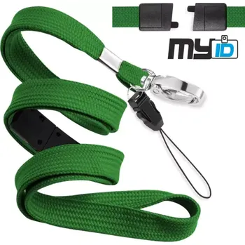 Šňůrka na krk rozpojovací s karabinou a poutkem, 1ks, zelená