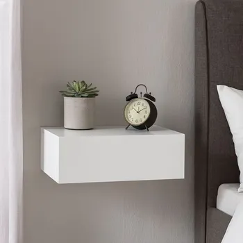 Ložnice Závěsný noční stolek se zásuvkou 46 x 30 x 15 cm 2 ks bílý