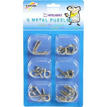Hlavolam Hra mini hlavolam kovový 5cm set 6x puzzle skládačka různé druhy na kartě