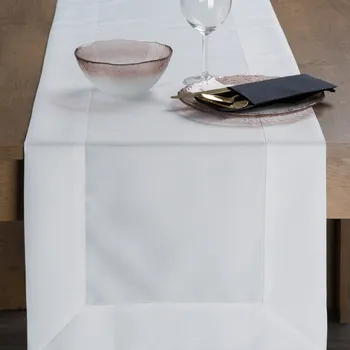 ubrus Elegantní běhoun na stůl LUCY s lemovkou v bílé barvě Rozměr běhounu (šířka x délka): 40x180cm
