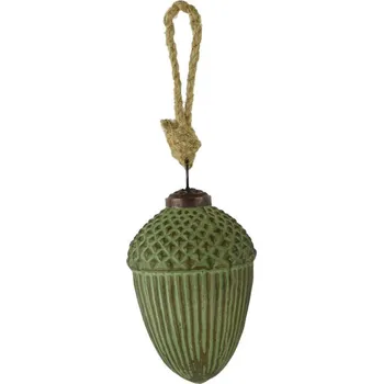 Vánoční ozdoba Ego dekor Vánoční skleněná ozdoba žalud - zelená s patinou